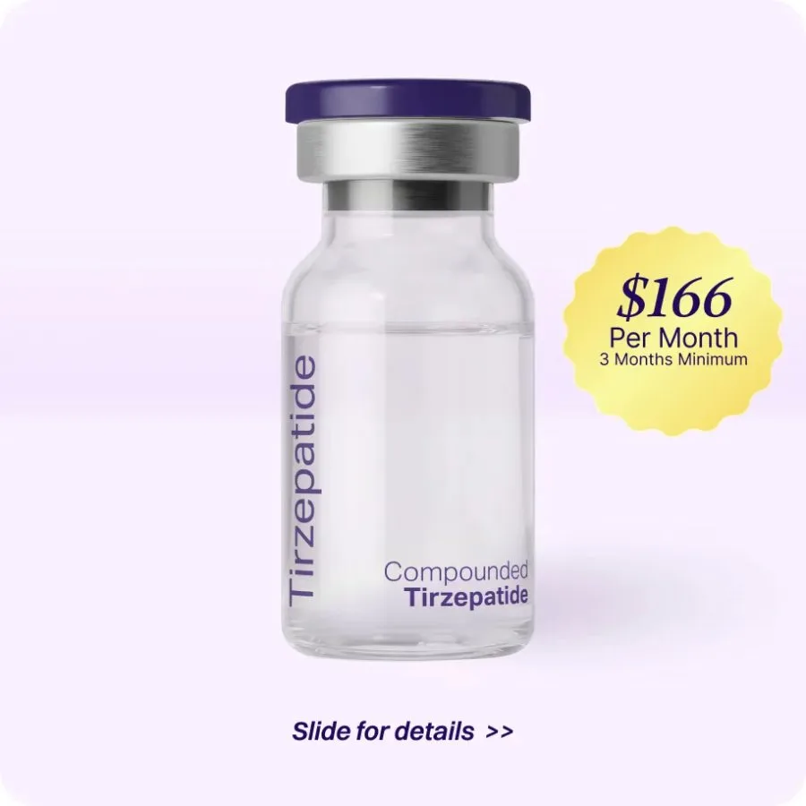 Compounded Tirzepatide vial — $166 per month